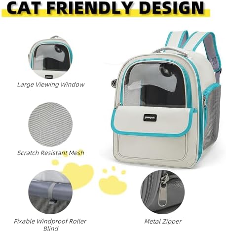 Cat Backpack Carrier for Travel & Hiking - Large Space, Durable & Breathable Pet Carrier for Cats & Small Dogs - Anti-Scratch, Escape-Proof Design (Green, Large)