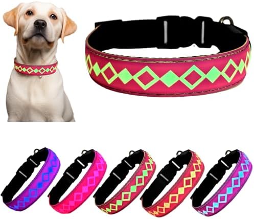 Personalized Flashing Dog Collar with Laser Engraved ID Tag