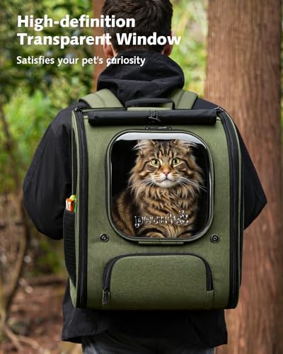 Pecute Cat Backpack Carrier,Large Space Cat Bubble Backpack,Ergonomic,Green