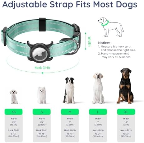 Airtag Dog Collar for Small Dogs, Reflective Dog Collar with Airtag Holder