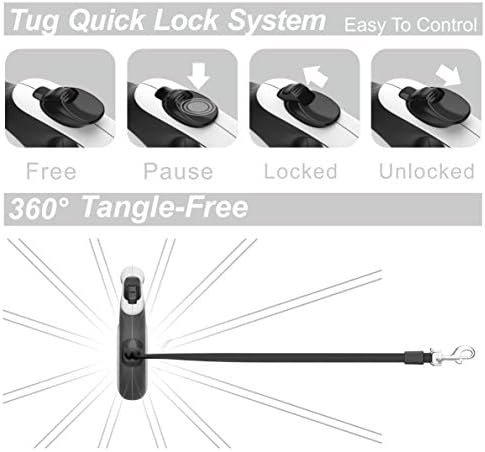 TUG Original Retractable Dog Leash, 16 ft (Small, White)