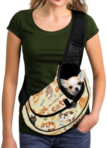 COEQINE Cute Dog Sling Backpack for 0-15 Ibs,Fashion Design Breathable