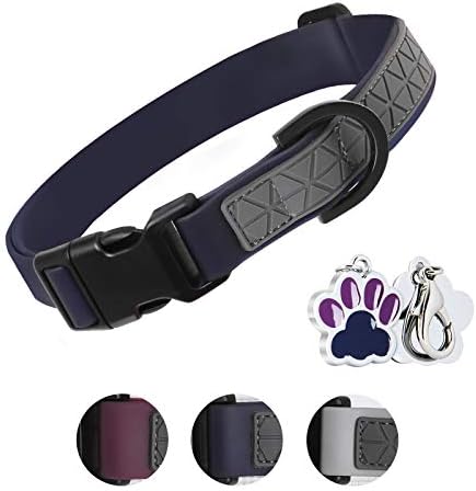 Dog Collar Waterproof Pet Collars,Neck Adjustable Silicone Dog Collar with Strong Coated Webbing and Cute Metal Pendant for Boy Girls Dog Collars S/M/L Sizes