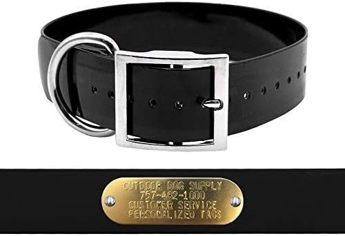 Heavy Duty Waterproof D-Ring 1.5" Dog Collar w Custom Nametag, Black