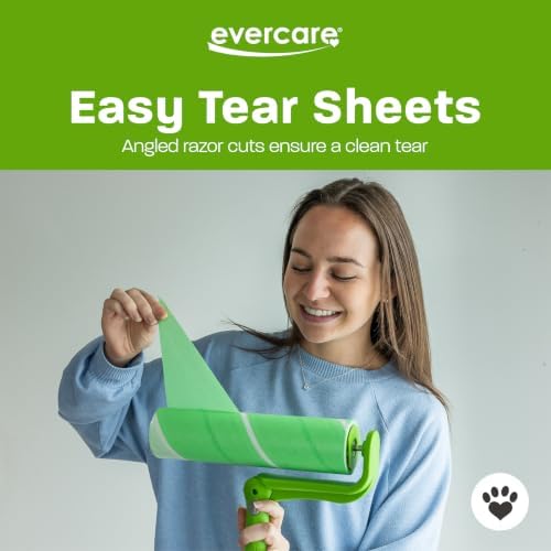 Evercare Ultra Sticky Pet Mega Lint Roller Value Pack, Manual Clothes & Furniture Cleaner with Handle and 2 Refills, 50 Sheets Each