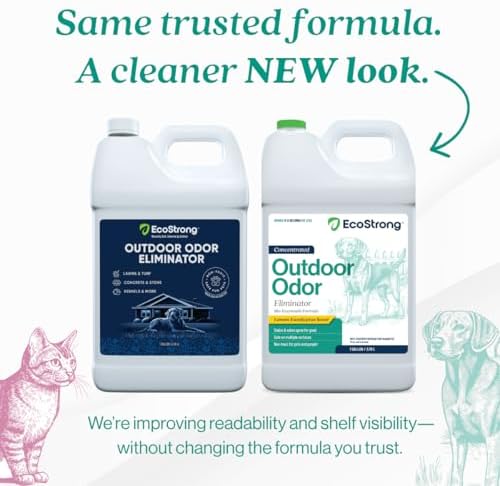 Eco Strong Outdoor Odor Eliminator Outside Dog Urine Enzyme Cleaner Powerful Pet, Cat, Animal Scent Deodorizer | Professional Strength for Yard, Turf, Kennels, Patios, Decks (128 OZ)