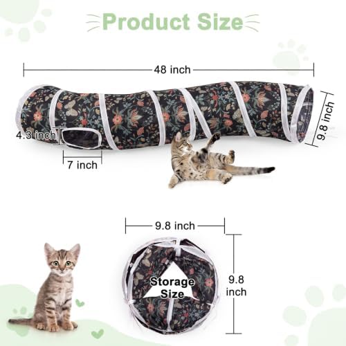 Glittme S-Shape Cat Tunnel, Foldable Cat Tunnels for Indoor Cats