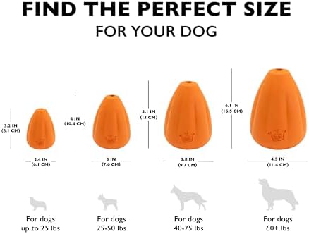 Chew King by Mammoth Premium Treat Dispensing Dog Toy, Durable Natural Rubber Chew Toy with Bacon Flavor, Safety Air Vent, Interactive Enrichment Toy for Aggressive Chewers, XXL - Orange