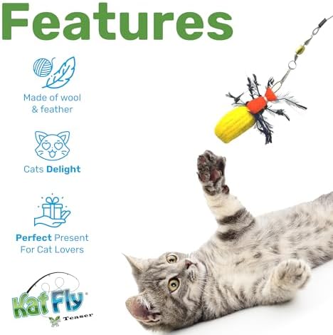 2 Inch Handmade Cat Toy Teaser Beetle (1, Yellow, Refill Only)