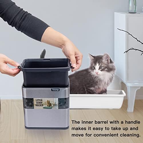 Universal Cat Litter Scoop Holder, Stainless Steel Small Portable Cat Litter Scooper Holder Trash Container.