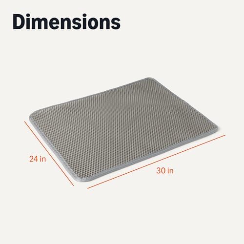 Amazon Basics Double-Layer Cat Litter Mat, Honeycomb Design with Scatter Control, Waterproof & Urine-Proof, Non-Slip Trapper Mat, Soft on Paws, Grey, 30" x 24"