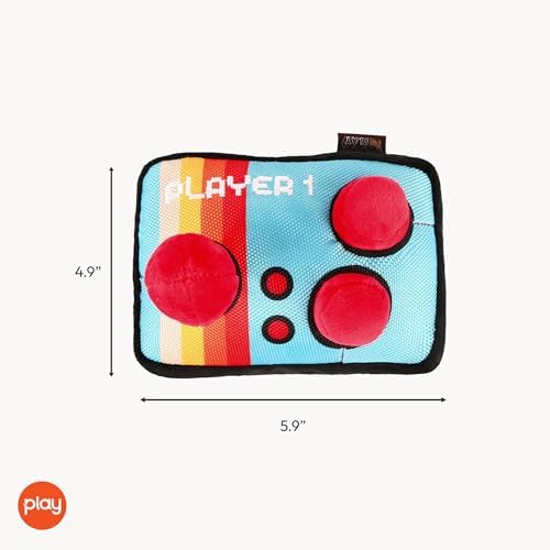 P.L.A.Y. Cute Plush Dog Toys - 1980s Classics Themed Durable Squeaker Chew Toy, Great for Puppies & Small, Medium, Large Dogs - Machine Washable, Recycled Materials (Ready Player Fun Gaming Console)