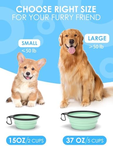 Aonkey 2 Pack 37oz/4.6 Cup Collapsible Dog Bowls with Bottle Carrier