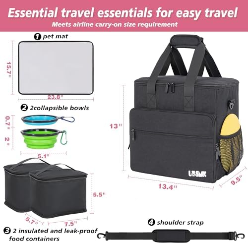 Dog Travel Bag, Large Pet Travel Set with Multi-Function Pockets