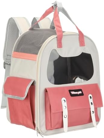Cat Pet Backpack Carrier Pink 12"x8"x14" Travel Bag
