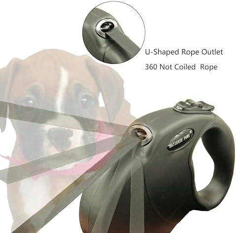 Medium 16 FT Retractable Dog Leash – Adjustable Hands-Free Leash for Dogs Up to 44lbs, Tangle-Free Nylon with Ergonomic Grip for Walking, Training & Outdoor Safety Black M
