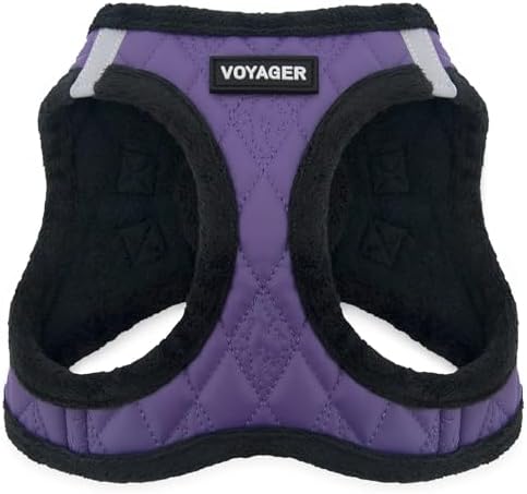 Voyager Step-in Plush Dog Vest Harness -Purple Faux Leather, Medium