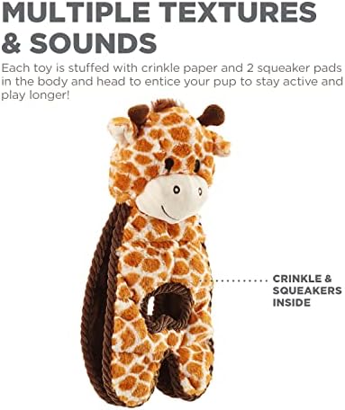 Outward Hound by Charming Pet Cuddle Tugs Giraffe Plush Squeaky Dog Toy