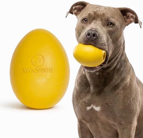 Virtually Indestructible Wobble Chew Toy - Lifetime Replacement - Tough, Durable Ball for Aggressive Chewers - Safe Non-Toxic Natural Rubber - Chew, Treats, Fetch - Med/Large Breed - 5"x4"