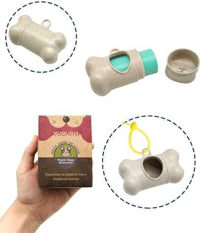 Dog Poop Pickup Bags Holder Dispenser with Standard-Sized Leak-Proof Scented Doggy Waste Bags and Carabiner with Safety Lock&Fastener Never Loose on Leash Lead Again (2 Holders 30 Bags, Beige)