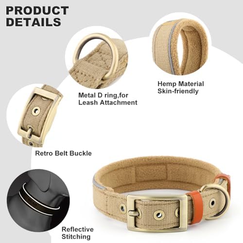 Personalized Dog Collars with Name and Phone Number, Durable Metal Buckle, Soft Neoprene Padded Reflective Nylon Collar for Large Medium and Small Dogs (Premium Version)