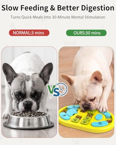 Dog Puzzle Toy, Interactive Enrichment Treat Food Puzzles, Yellow