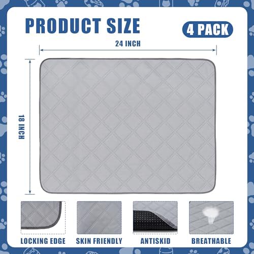 Patience Washable Puppy Pads for Dogs - Reusable 18" x 24" Potty Pads with Waterproof Bottom for Training and Incontinence