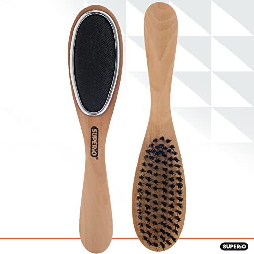 Superio Lint Brush for Clothes, 2-Pack, 3 in 1 Garment Brush - Double Sided Wood Handle, Clothes Brush, Lint Brush for Suit, Wool Coat, Removes Pet Lint and Dust and Shoe Horn