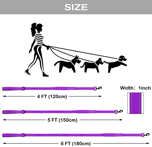 Joytale Dog Leash for Large Dogs that Pull, Double Handle, 6FT, Purple