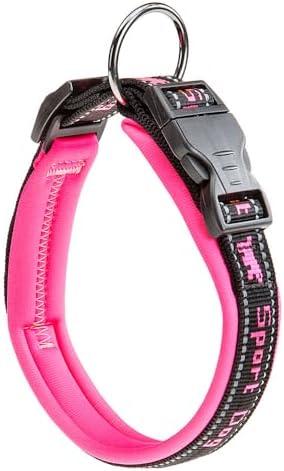 Ferplast Dog Collar Sport Dog, Dog Collar Large Dogs, Soft Padding, Reflective Nylon Dog Collar, Pet Name Tag, Size: 2,5 cm (45-55 cm), Pink