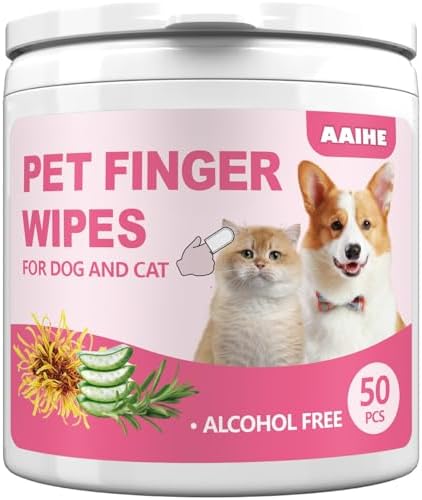 Dog Ear Finger Wipes for Dogs & Cats, Green Tea Scent, 50 Count