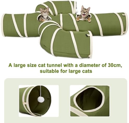 Ownpets Cactus Cat Tunnel 10" with Peek Holes for Indoor Large Cat, Green