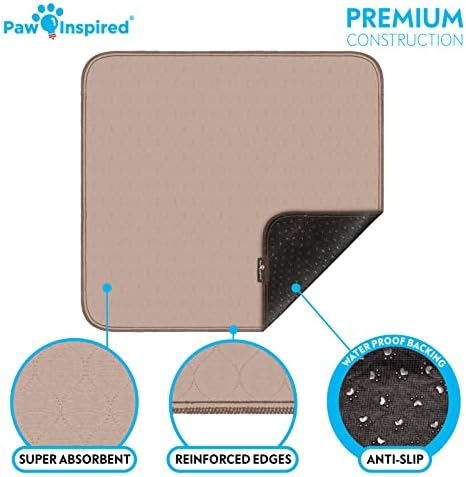 Paw Inspired Washable Pee Pads for Dogs, 32x30 Inch, 2 Pack