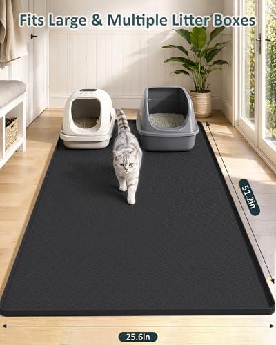 Extra Large Cat Litter Mat, Waterproof Litter Mat, 51.2 x 25.6 in