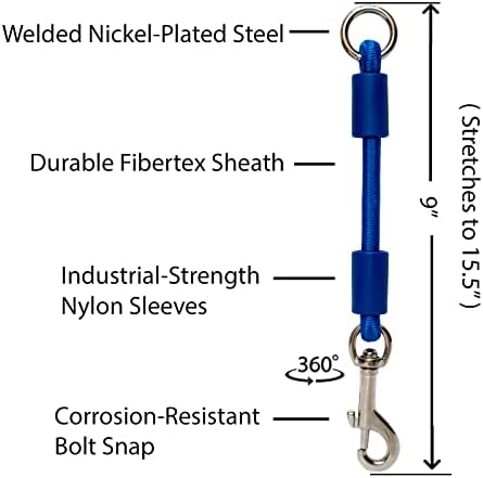 BUNGEE DOG LEASH EXTENSION – Patented Shock Absorber Attachment Protects You and Your Dogs – Works with ANY Leash & Collar or Harness – a MUST for Retractable Leashes – PICK SIZE/COLOR BELOW