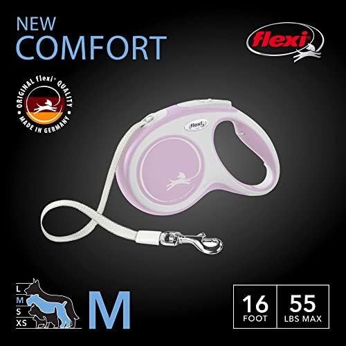 FLEXI® New Comfort Tape Retractable Dog Leash, Medium, 16 ft - Pink/Rose