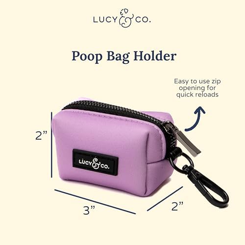 Lucy & Co. Bouquet Dog Poop Bag Holder and Dispenser, Clips to Leash, Water-Repellent Neoprene, Includes Refill Roll