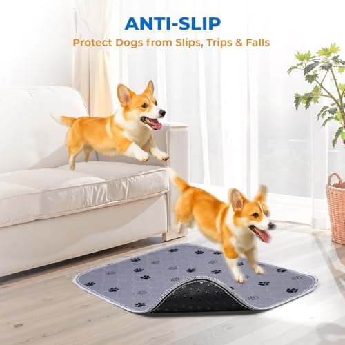 Fostanfly Reusable Puppy Pads, Washable & Absorbent, 18"x24"-2 Pack, Gray