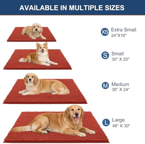 OLANLY Dog Door Mat for Muddy Paws 36x24, Extra Absorbent Chenille Mud Mat