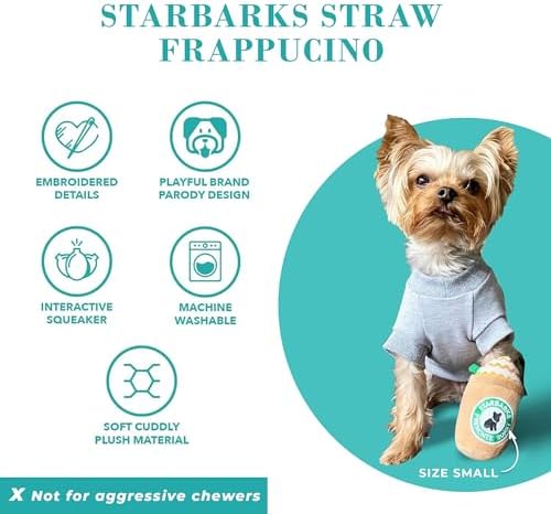 Haute Diggity Dog Starbarks Frappawcino Plush Dog Toy, Drink Parody Toy