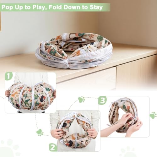 Glittme S-Shape Cat Tunnel, Foldable Cat Tunnels for Indoor Cats