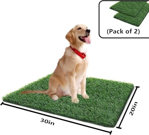 Artificial Grass for Dogs Pee Tray Fake Grass Mat for Professional Puppy Potty Trainer Replacement Dog Grass Pad for Indoor and Outdoor (30 x 20 Inch(Pack of 2))