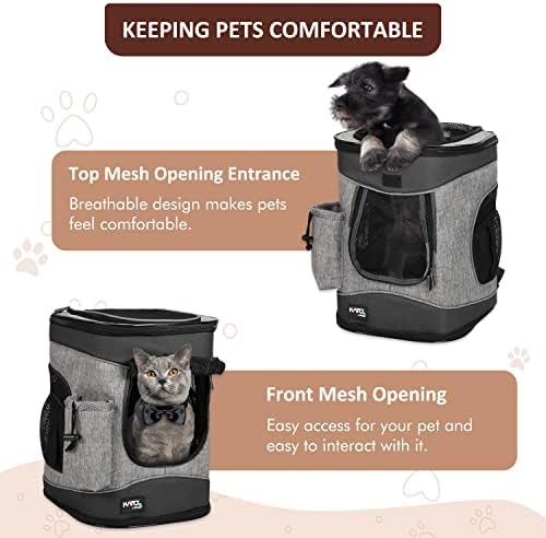 Tirrinia Two-Sided Entry Pet Backpack Travel Carrier for Cats & Small Dogs, Airline-Approved, Padded Back Support, Ideal for Hiking, Walking, Cycling & Outdoor Adventures