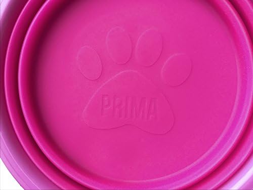 Prima Pet Collapsible Silicone Water Travel Bowl with Clip for Dog and Cat, Portable and Durable Pop-up Feeder for Convenient On-the-go Feeding - Size: Small (1.5 Cups) Pink - 2 Pack