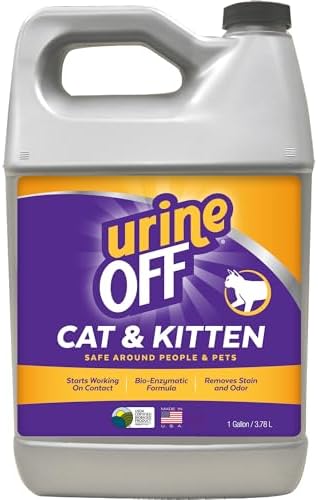 Urine Off Kitten & Cat Pet Stain Remover | Fresh Scent Carpet Cleaner | Bio Enzymatic Stain & Urine Odor Eliminator | Pet Safe Cleaner | 1 gal.
