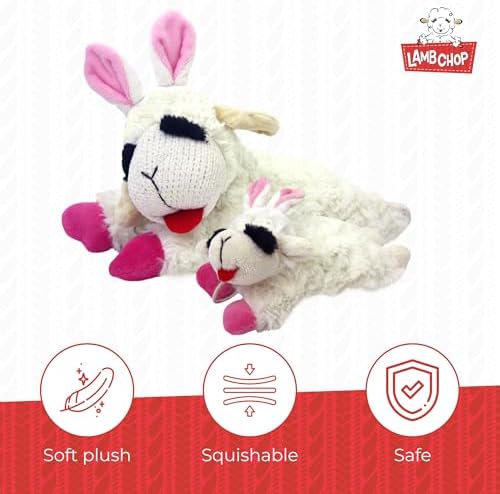 Multipet Lamb Chop Easter Dog Toy | Plush Dog Toy | Squeaker Dogs Toys |10" | White | Officially Licensed
