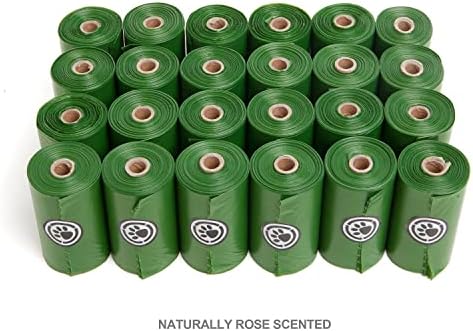 Dog Poop Bags By DooRight | 360 Bags, Green Color, Rose Scented, Premium, Extra Strong & Reliable + Leak Resistant + Supporting Nonprofit Organizations @ Dooright