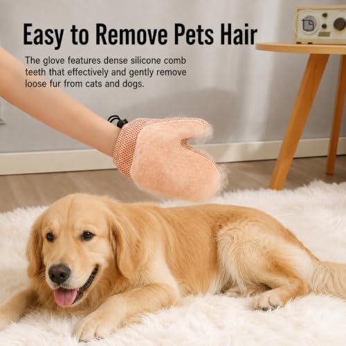 Pet Hair Removal Glove, Double-Sided Grooming Glove for Cats/Dogs/Fabric