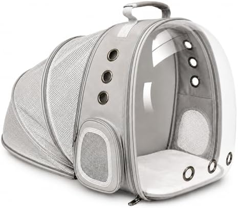 Expandable Cat Carrier Backpack with Bubble Window, Grey