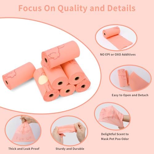 Compostable Dog Poop Bags, 360 Count (24 Rolls) – Leak-Proof, Extra Thick, Unscented Dog Waste Bags, Eco-Friendly, Fits All Dispensers